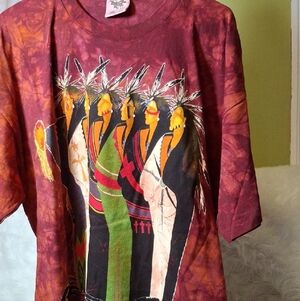 The Mountain Shirt - Red and Green Tribal Art